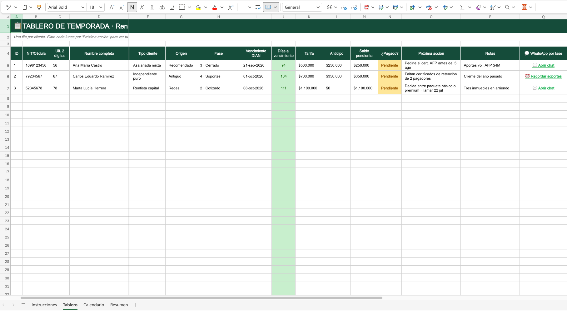Tablero CRM de Temporada 2026 — Somos Contas